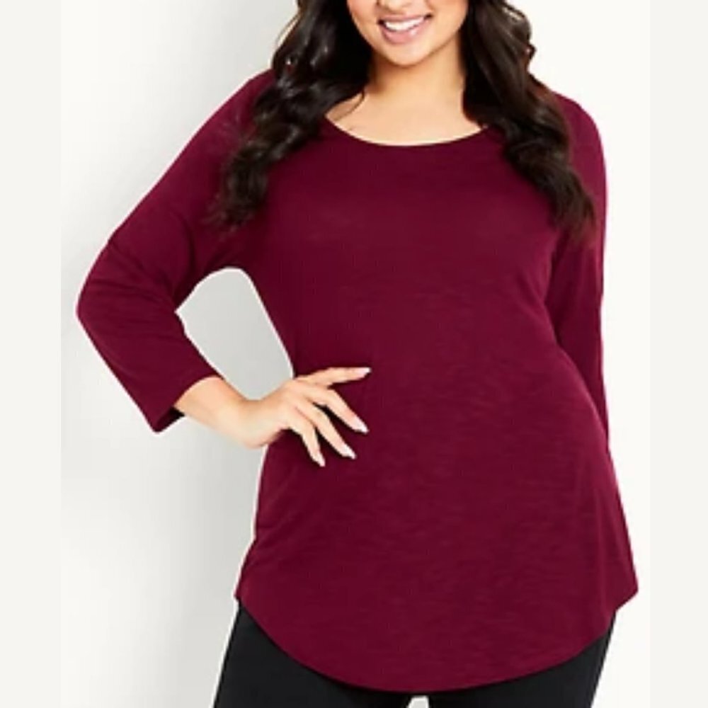EVANS Women's Plus Size 3/4 Sleeve Slash Neck Top - 18